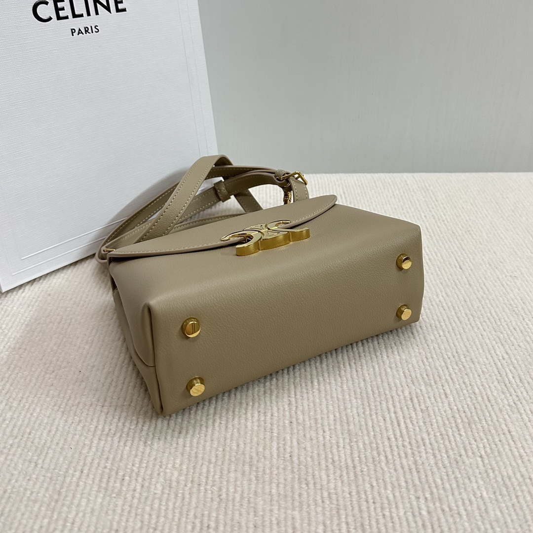 Celine 118113FRH TEEN Nino Bag in Triomphe Canvas Apricot