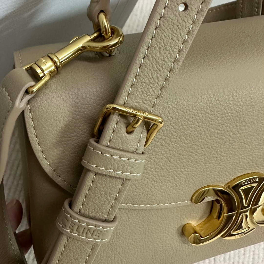 Celine 118113FRH TEEN Nino Bag in Triomphe Canvas Apricot