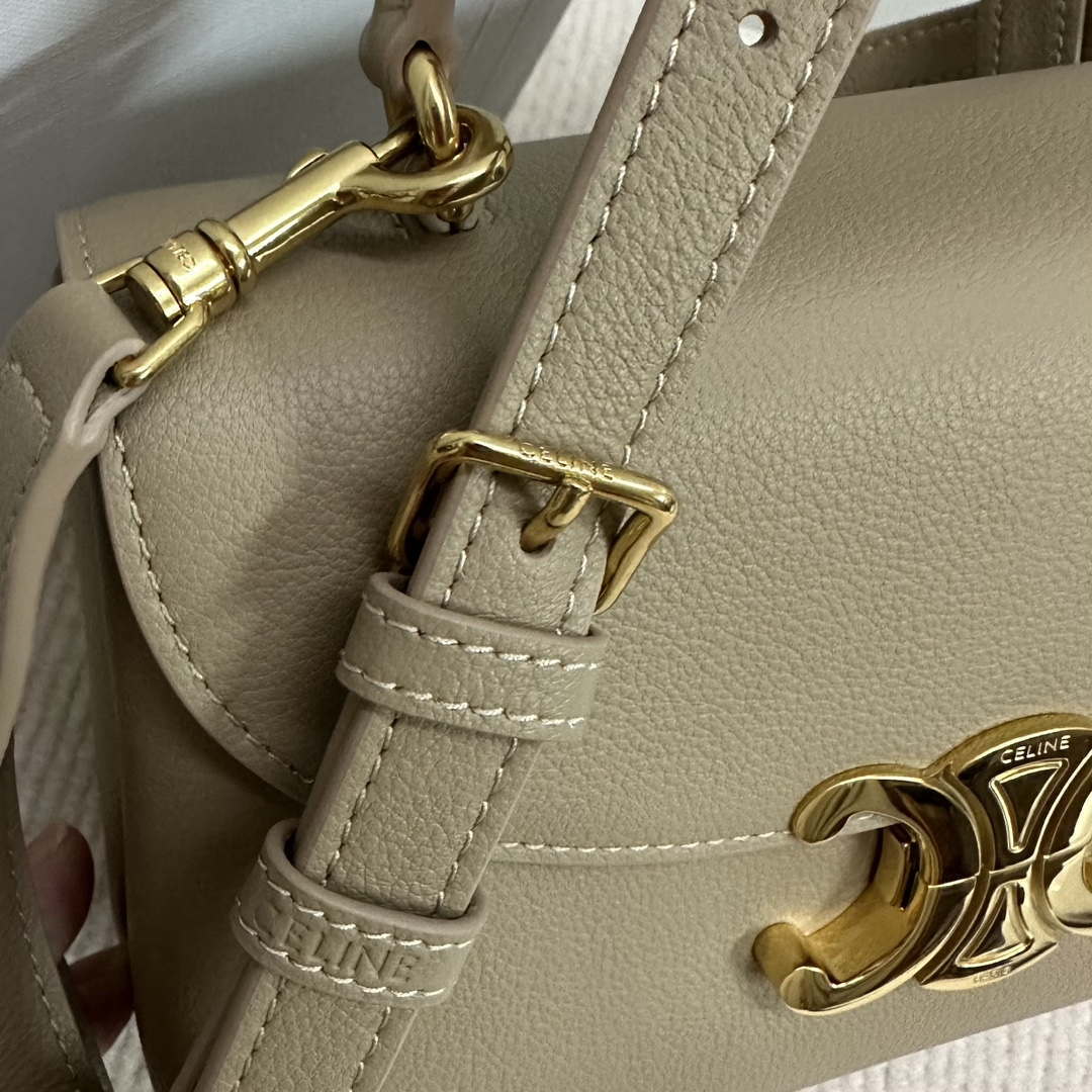 Celine 118113FRH TEEN Nino Bag in Triomphe Canvas Apricot