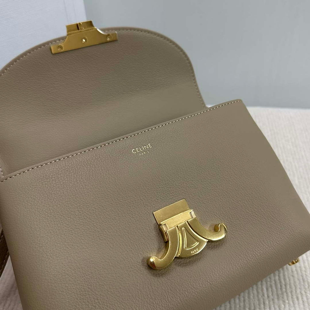 Celine 118113FRH TEEN Nino Bag in Triomphe Canvas Apricot