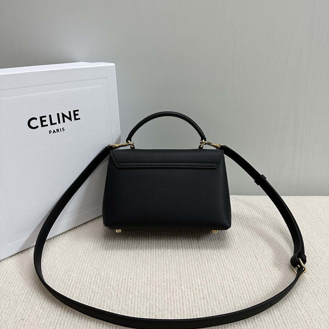 Celine 118113FRH TEEN Nino Bag in Triomphe Canvas Black