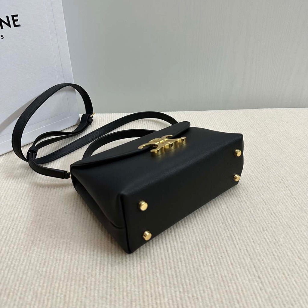 Celine 118113FRH TEEN Nino Bag in Triomphe Canvas Black