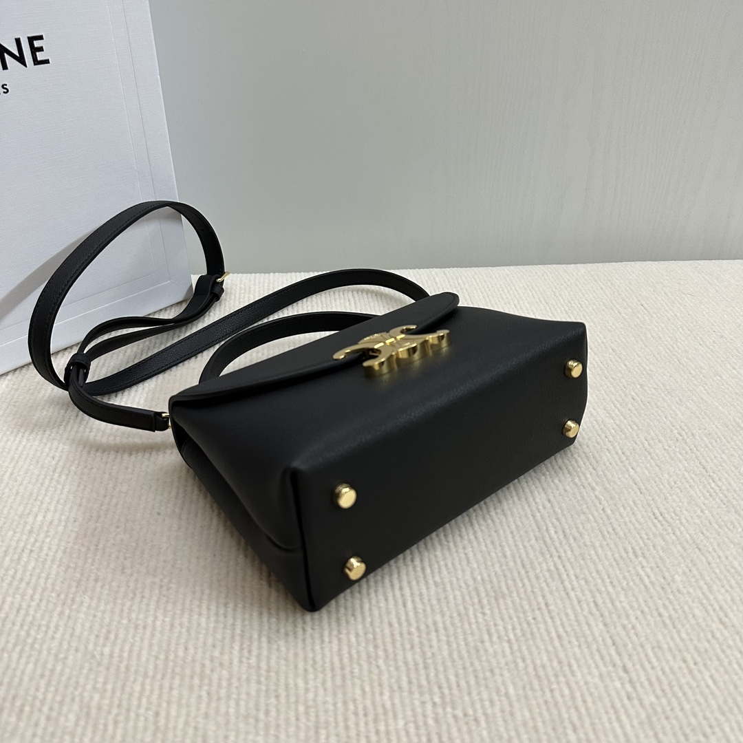 Celine 118113FRH TEEN Nino Bag in Triomphe Canvas Black