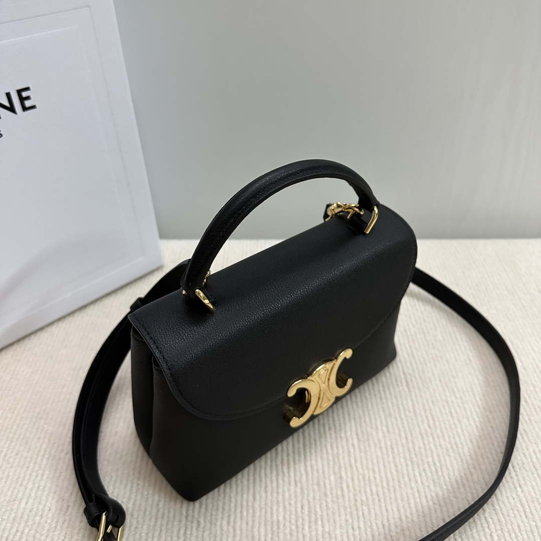 Celine 118113FRH TEEN Nino Bag in Triomphe Canvas Black