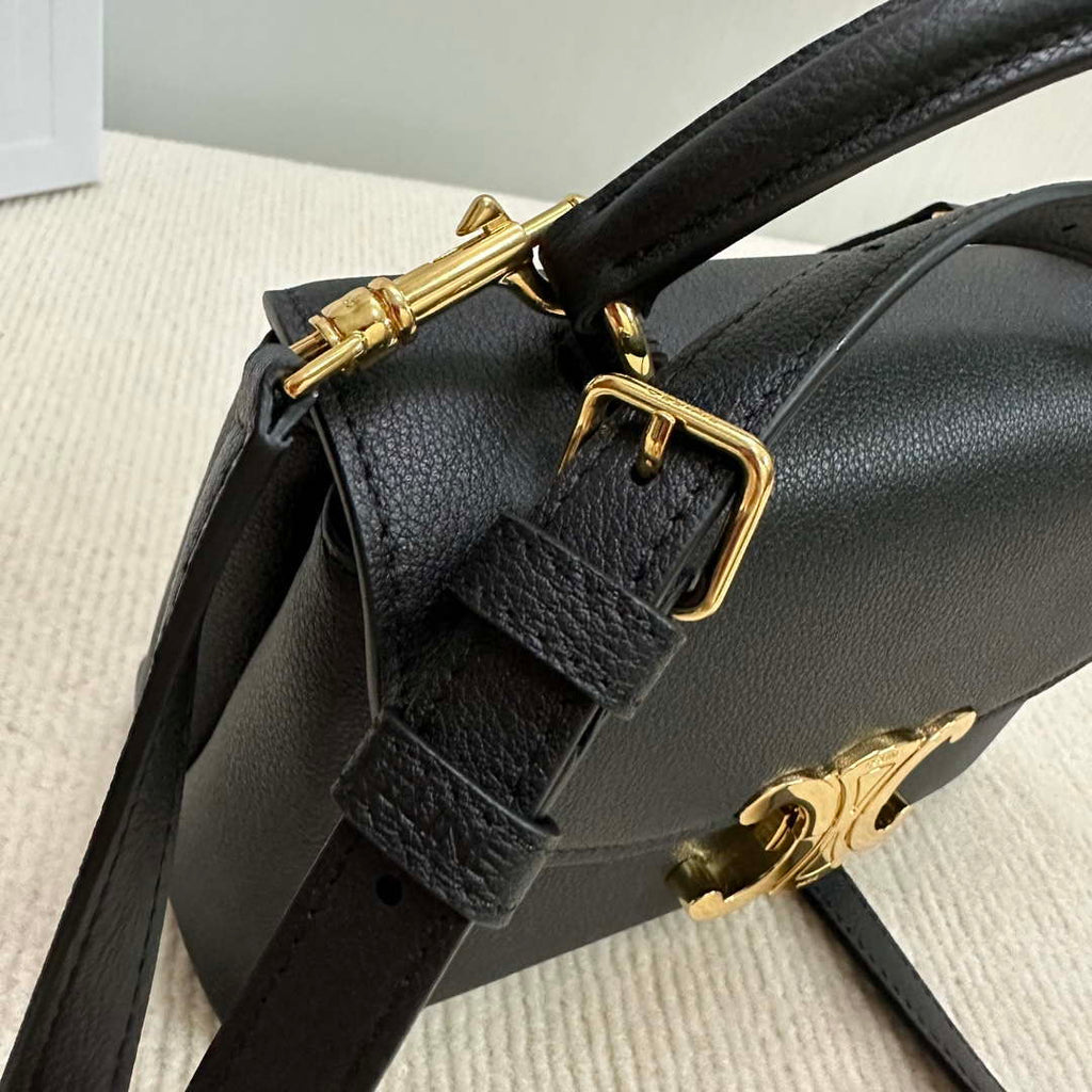 Celine 118113FRH TEEN Nino Bag in Triomphe Canvas Black