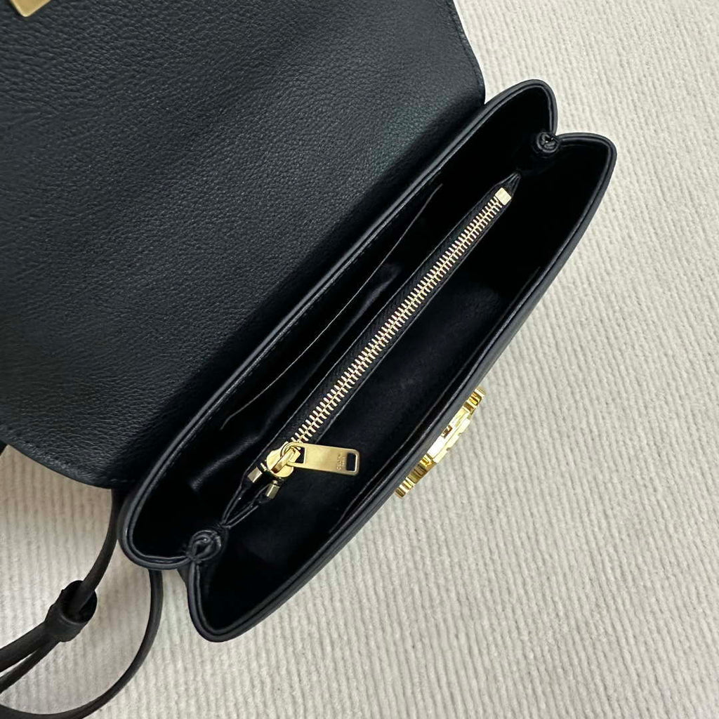 Celine 118113FRH TEEN Nino Bag in Triomphe Canvas Black