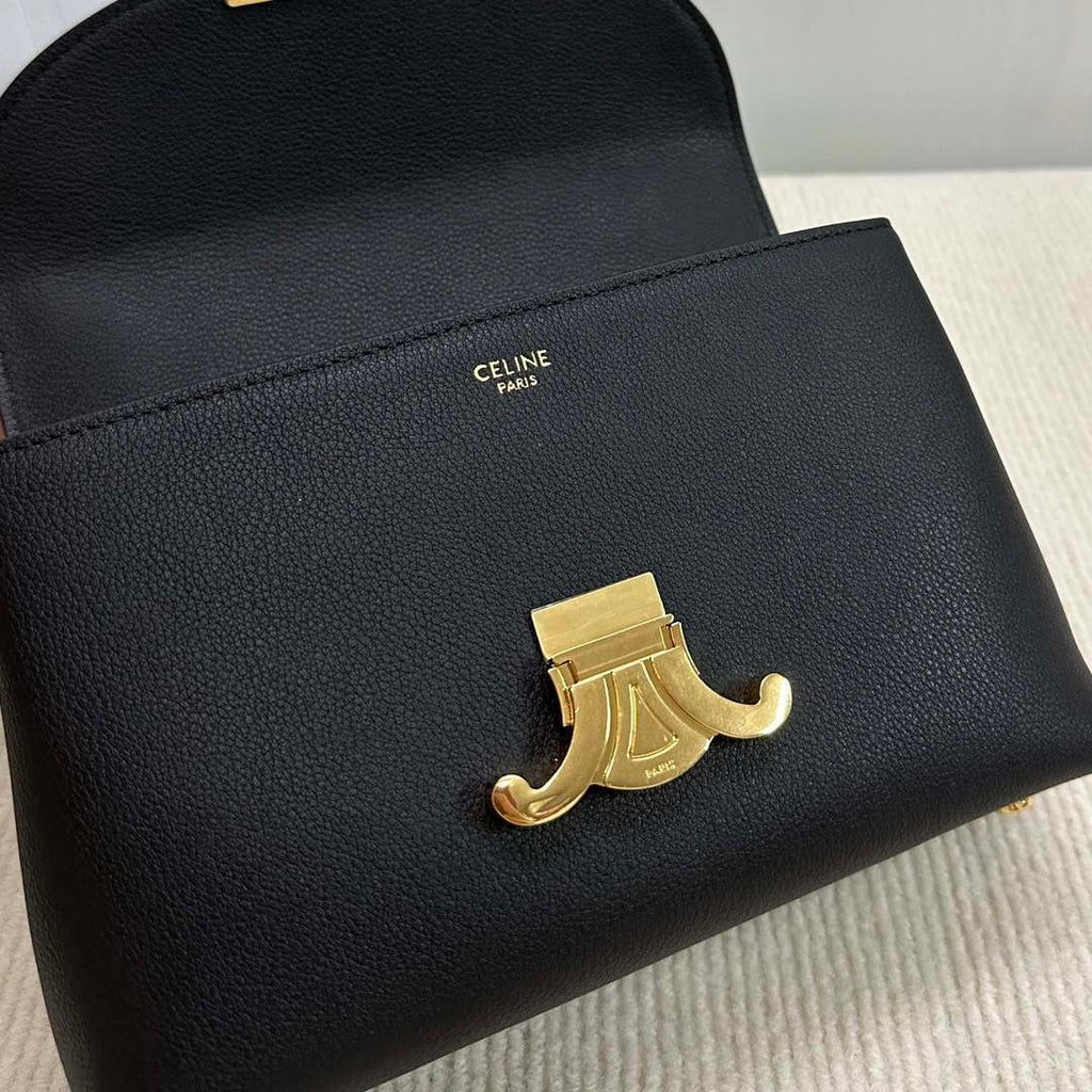 Celine 118113FRH TEEN Nino Bag in Triomphe Canvas Black