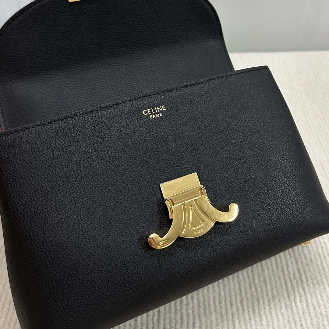 Celine 118113FRH TEEN Nino Bag in Triomphe Canvas Black