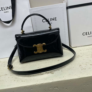 Celine 118113FRH TEEN Nino Bag in Triomphe Canvas Black Patent leather - Default Title - View 5