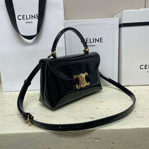 Celine 118113FRH TEEN Nino Bag in Triomphe Canvas Black Patent leather - Default Title - View 6