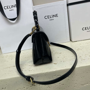 Celine 118113FRH TEEN Nino Bag in Triomphe Canvas Black Patent leather - Default Title - View 7