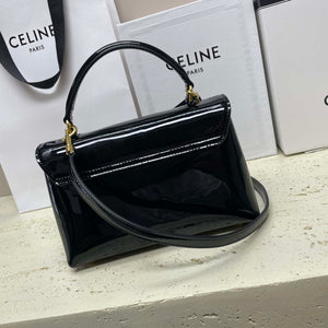 Celine 118113FRH TEEN Nino Bag in Triomphe Canvas Black Patent leather - Default Title - View 8