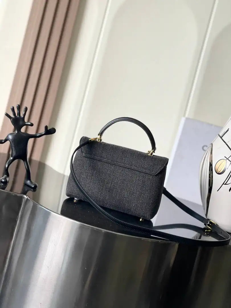 Celine 118113FRH TEEN NINO BAG IN Denim Black Canvas