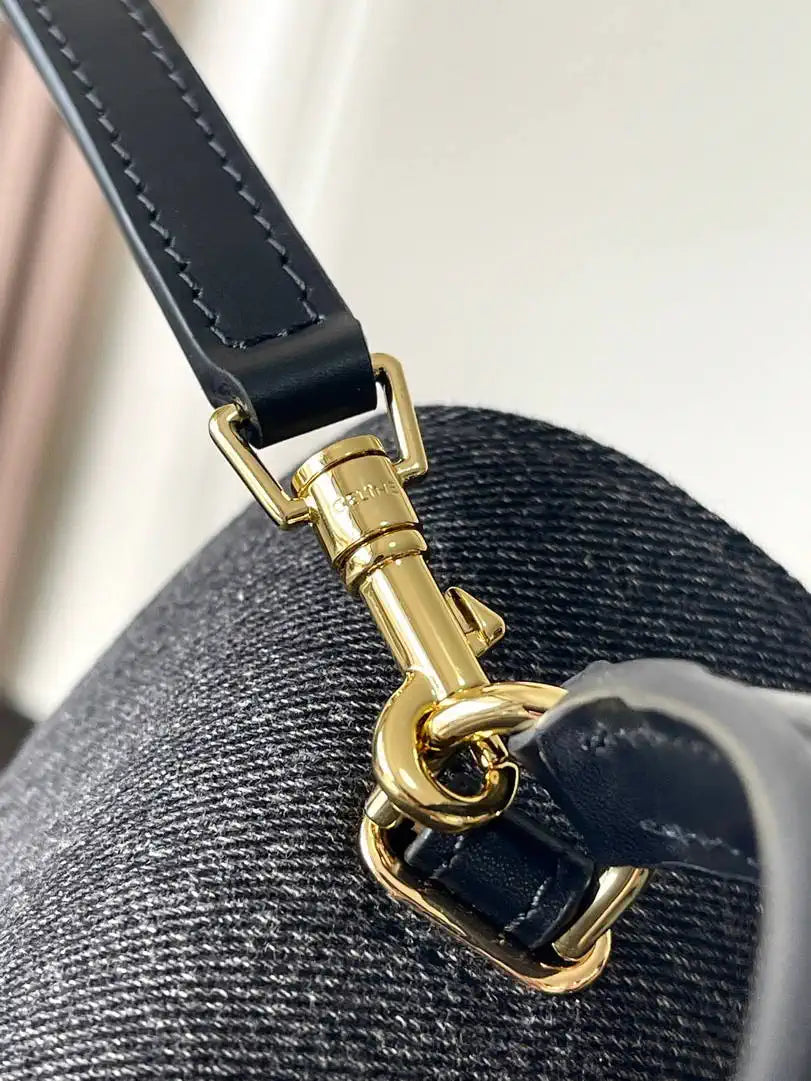 Celine 118113FRH TEEN NINO BAG IN Denim Black Canvas