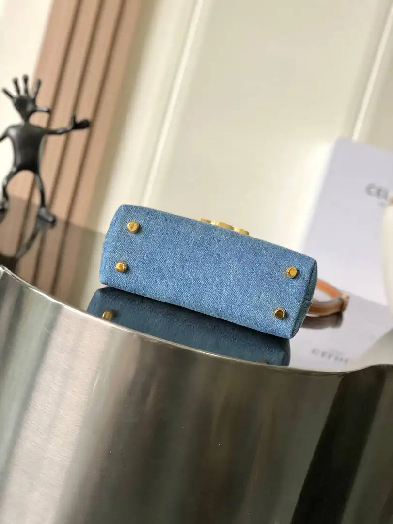 Celine 118113FRH TEEN NINO BAG IN Denim Blue Canvas