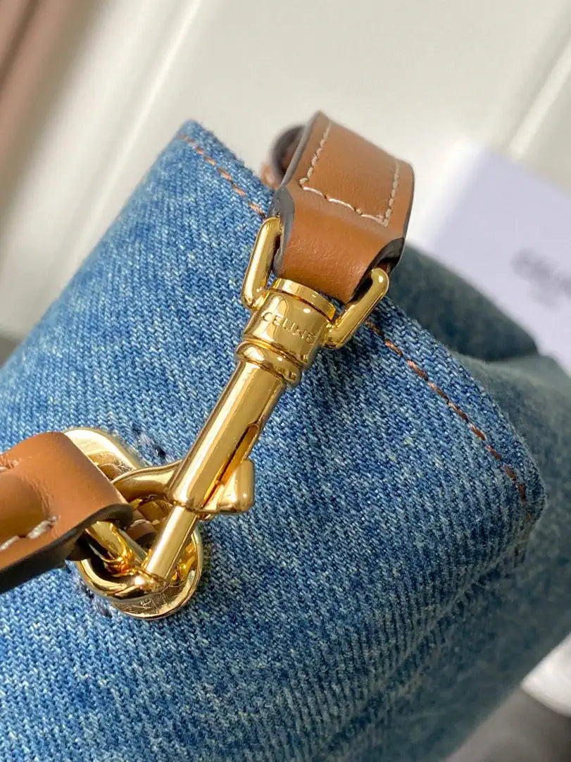 Celine 118113FRH TEEN NINO BAG IN Denim Blue Canvas