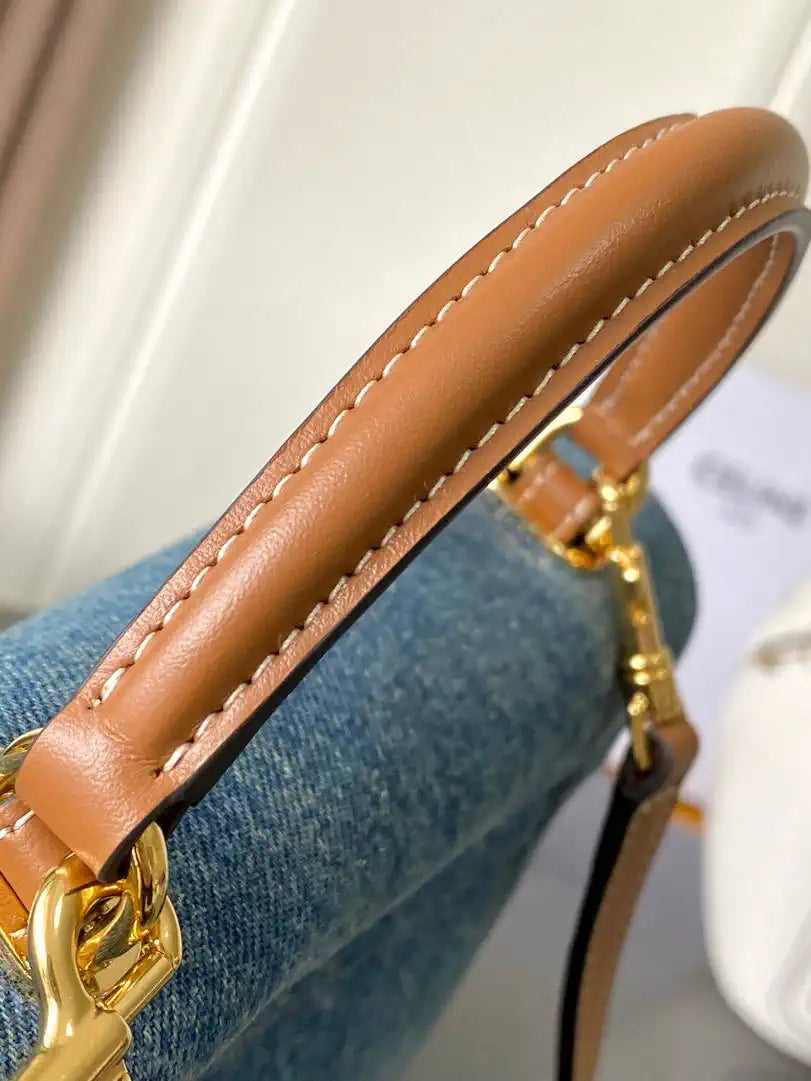 Celine 118113FRH TEEN NINO BAG IN Denim Blue Canvas