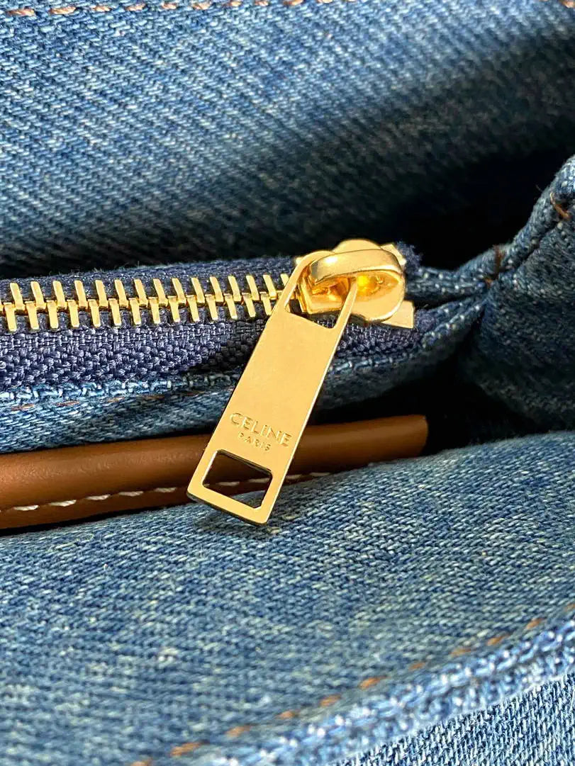 Celine 118113FRH TEEN NINO BAG IN Denim Blue Canvas