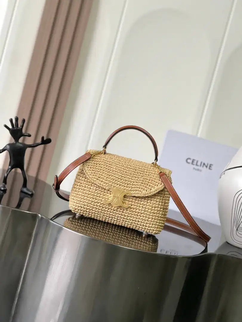 Celine 118113FRH TEEN NINO BAG IN Raffia Nature