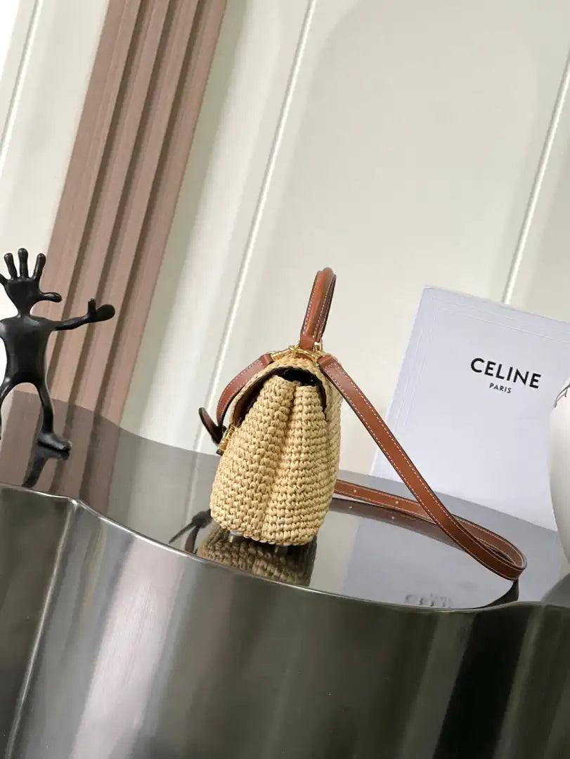 Celine 118113FRH TEEN NINO BAG IN Raffia Nature