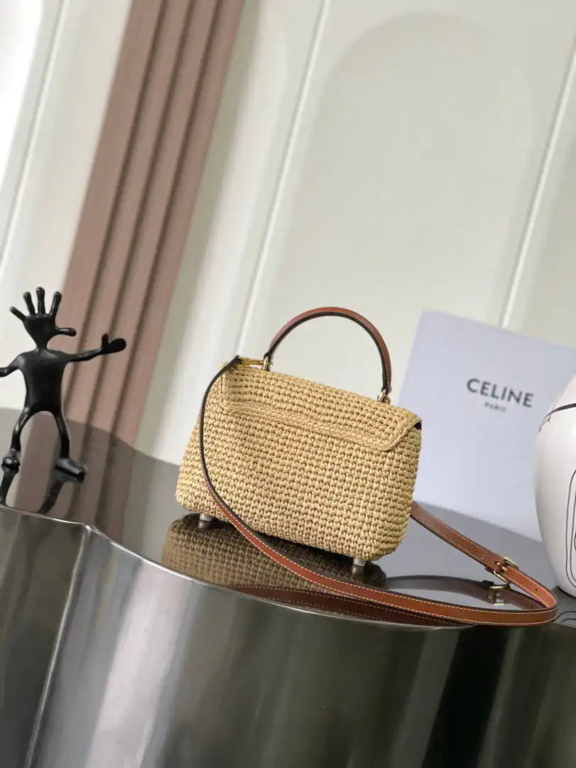 Celine 118113FRH TEEN NINO BAG IN Raffia Nature