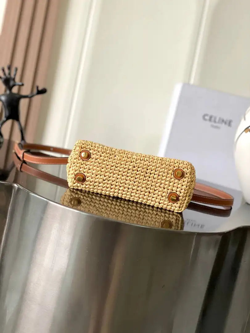 Celine 118113FRH TEEN NINO BAG IN Raffia Nature