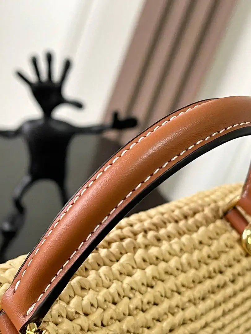 Celine 118113FRH TEEN NINO BAG IN Raffia Nature