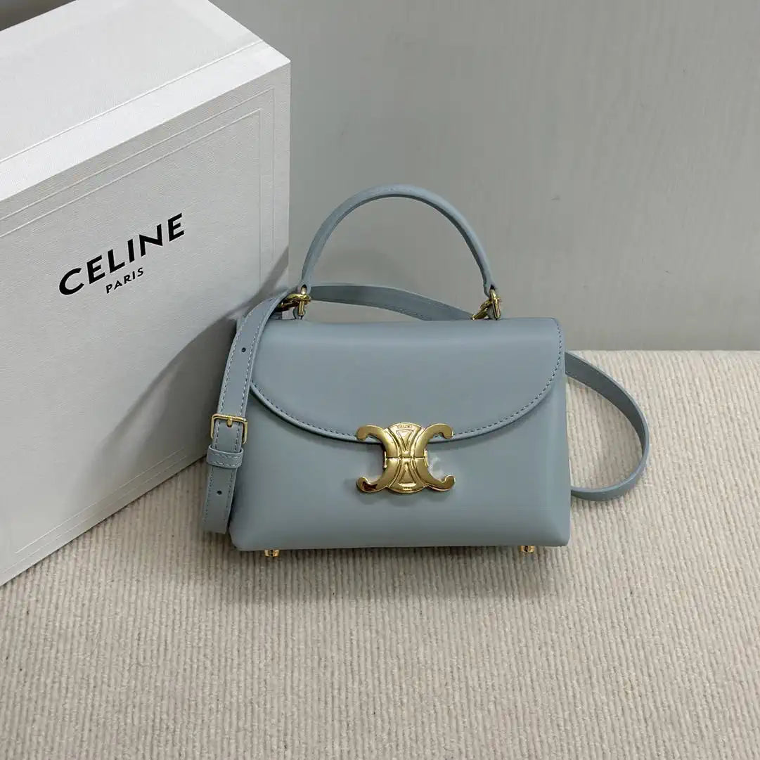 Celine 118113FRH TEEN Nino Bag in SUPPLE Smoth CALFSKIN Blue