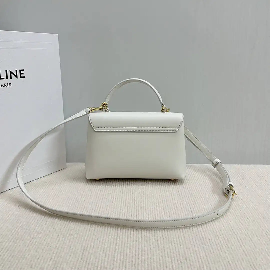 Celine 118113FRH TEEN Nino Bag in SUPPLE Smoth CALFSKIN White
