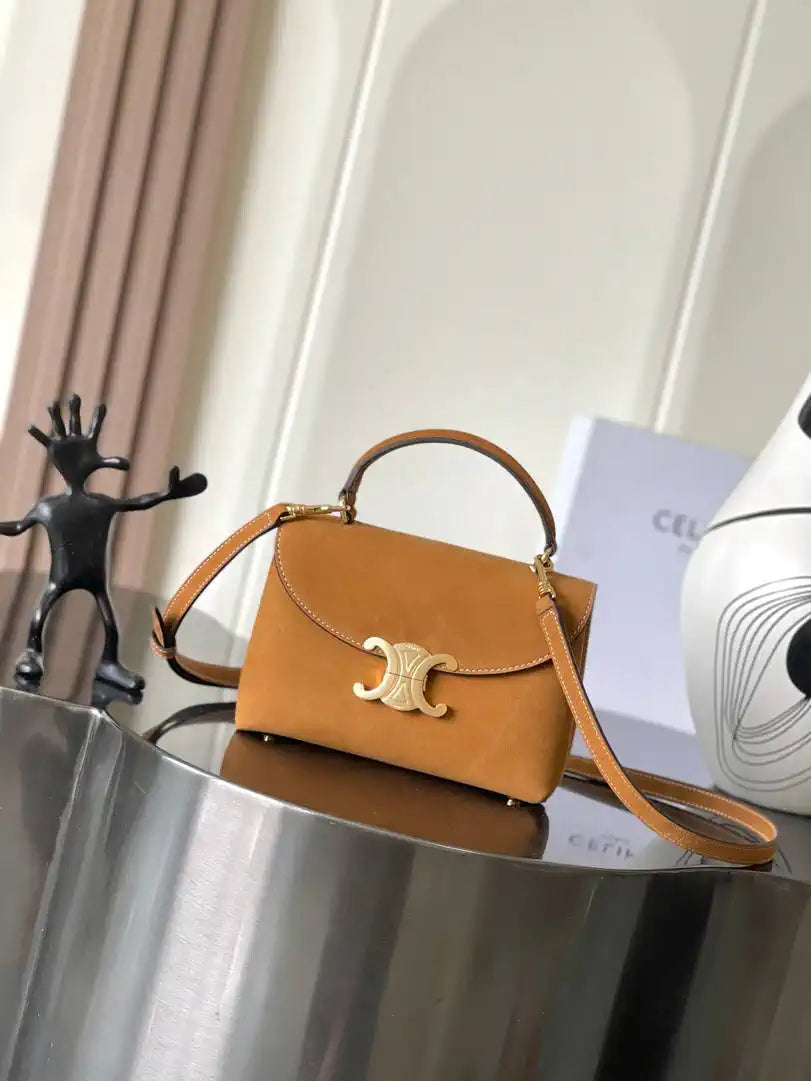 Celine 118113FRH TEEN NINO BAG IN SUPPLE Suede Leather Brown