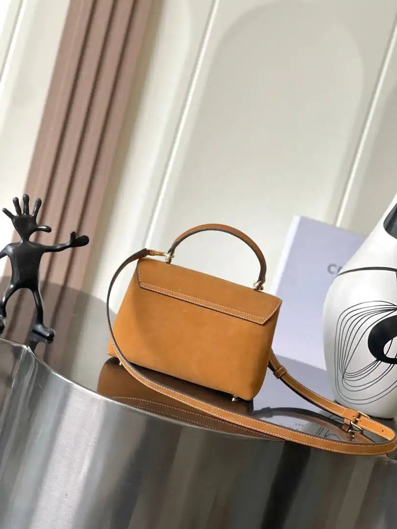 Celine 118113FRH TEEN NINO BAG IN SUPPLE Suede Leather Brown