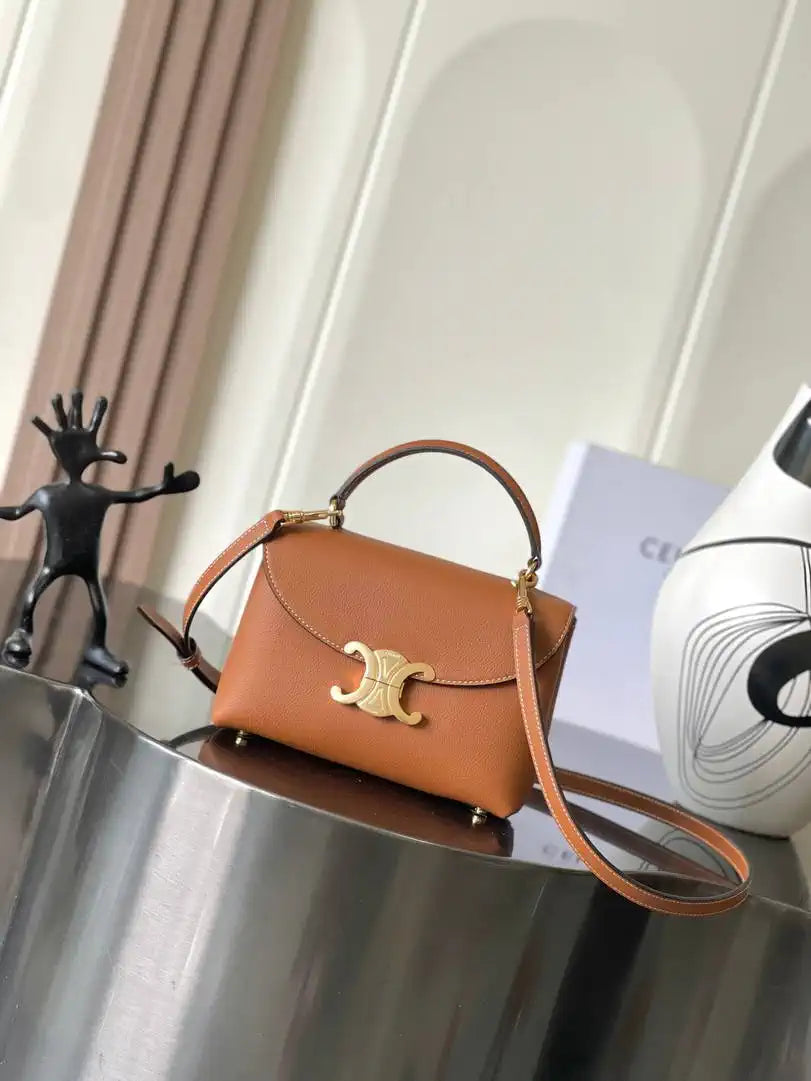 Celine 118113FRH TEEN Nino Bag in Triomphe Canvas Brown