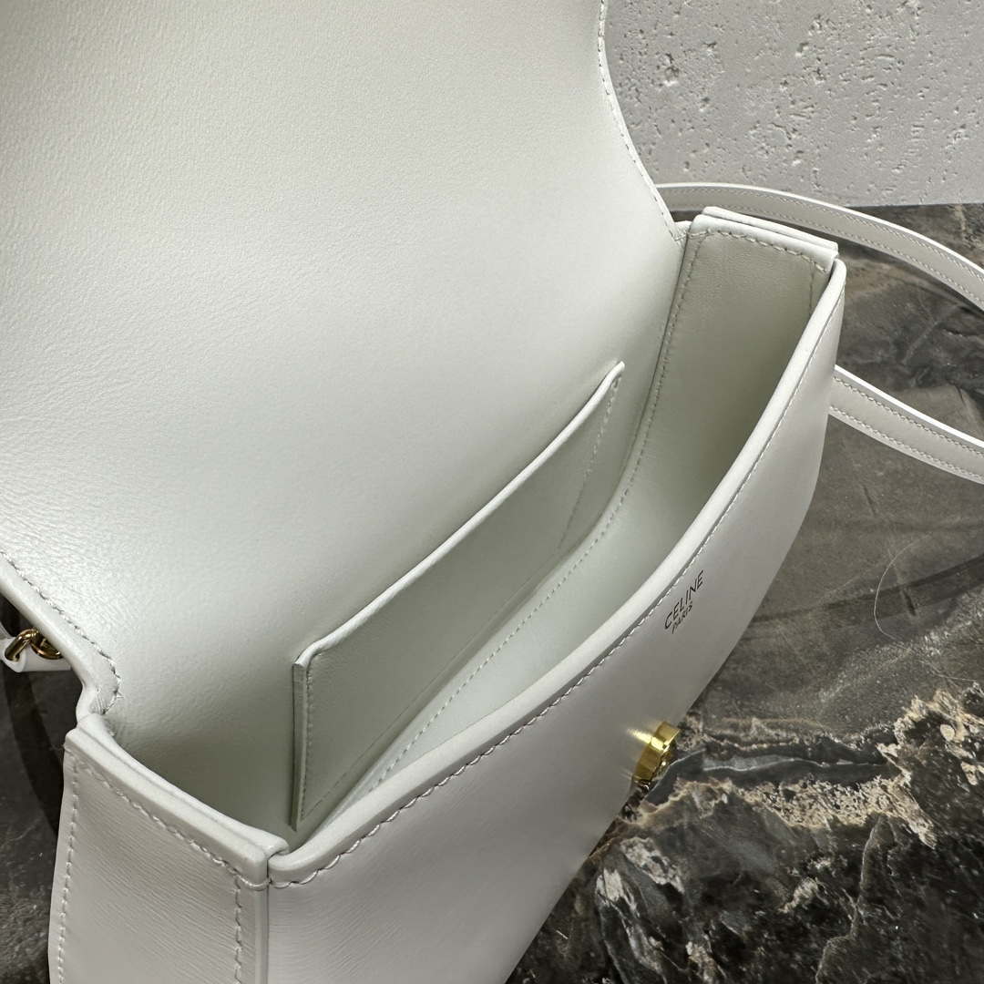 Celine 119533BF4 Teen Celine Lola in Shiny Calfskin White