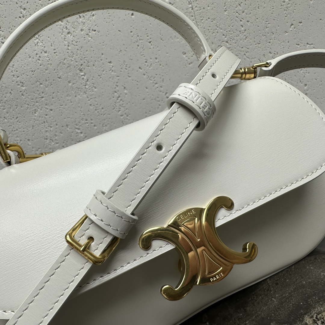 Celine 119533BF4 Teen Celine Lola in Shiny Calfskin White