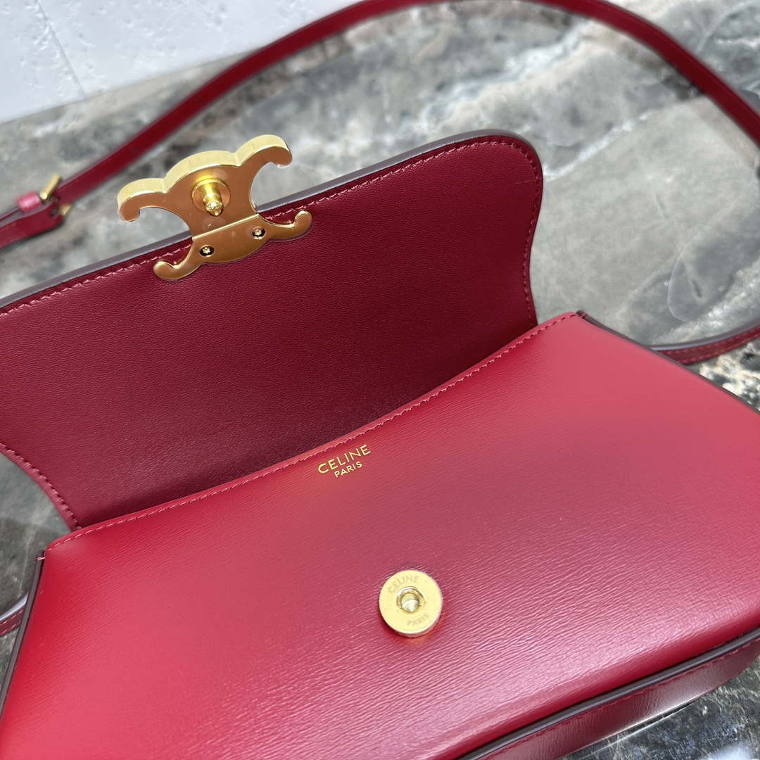 Celine 119533BF4 Teen Celine Lola in Shiny Calfskin Red