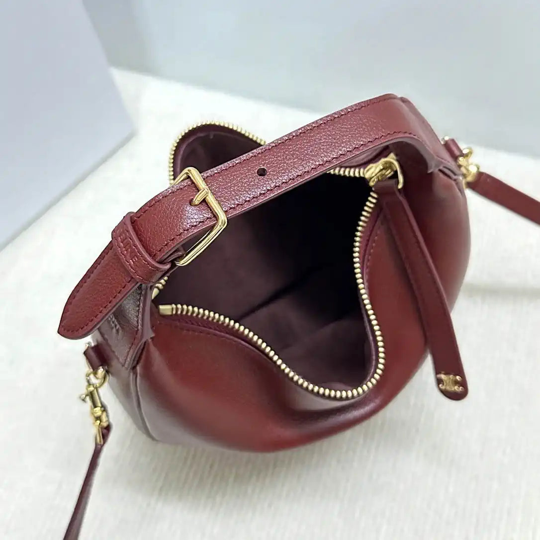 Celine 120723 Teen Celine Lulu IN Grained calfskin Dark Wine Red