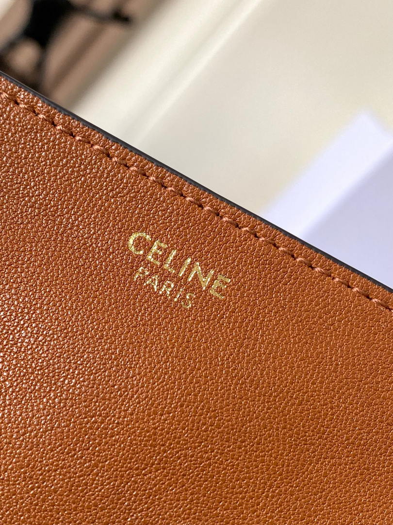 Celine 123632 BESACE SOFT TRIOMPHE IN SUPPLE SHINY LAMBSKIN TAN