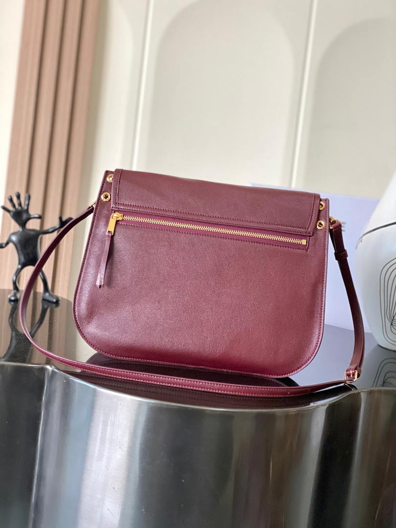 Celine 123632 BESACE SOFT TRIOMPHE IN SUPPLE SHINY LAMBSKIN Wine Red