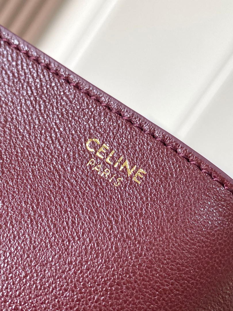 Celine 123632 BESACE SOFT TRIOMPHE IN SUPPLE SHINY LAMBSKIN Wine Red