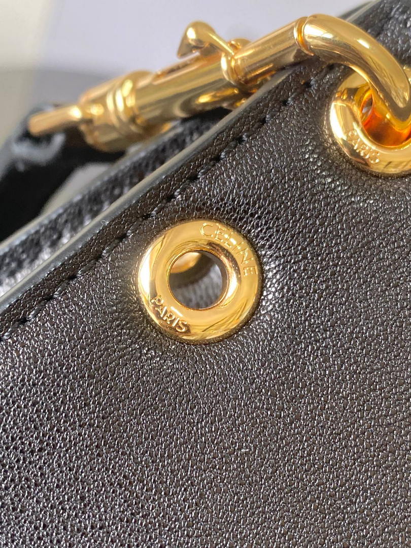 Celine 123632 BESACE SOFT TRIOMPHE IN SUPPLE SHINY LAMBSKIN Black