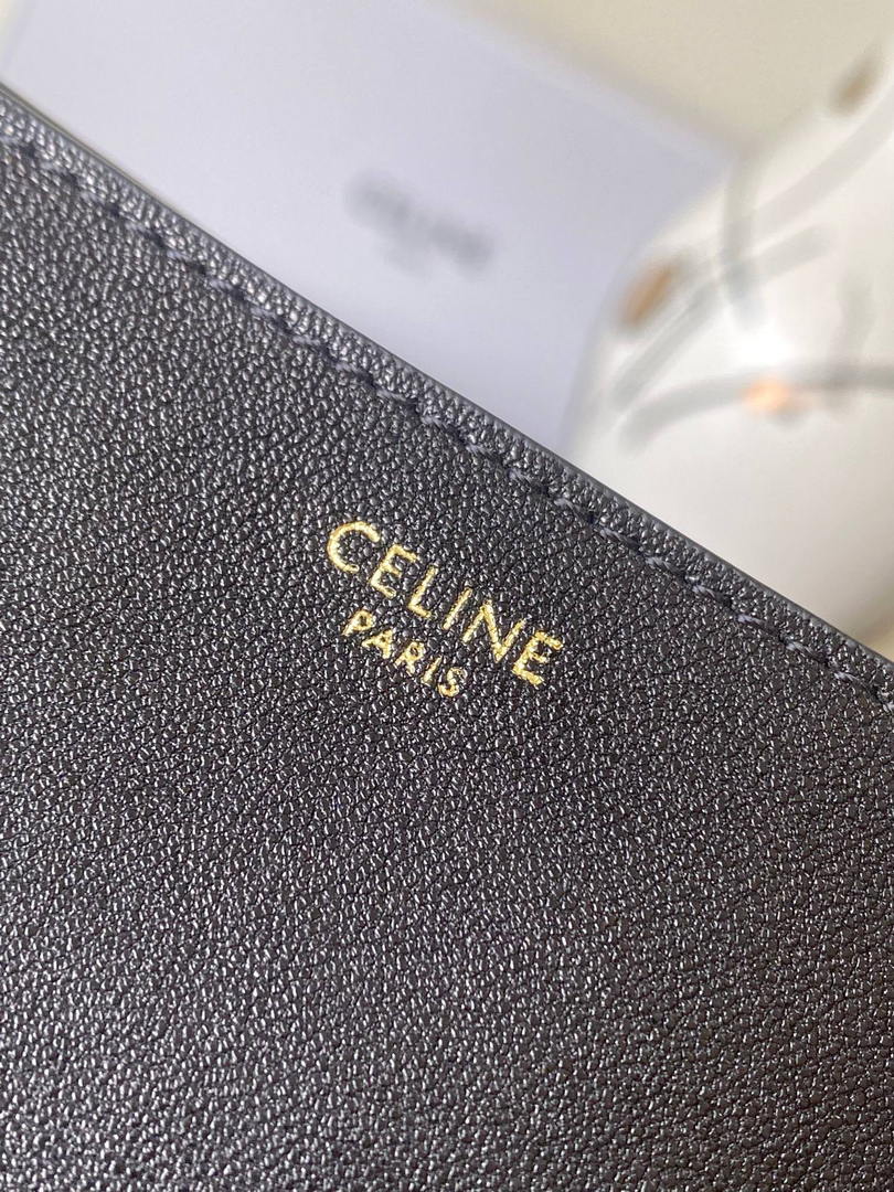 Celine 123632 BESACE SOFT TRIOMPHE IN SUPPLE SHINY LAMBSKIN Black