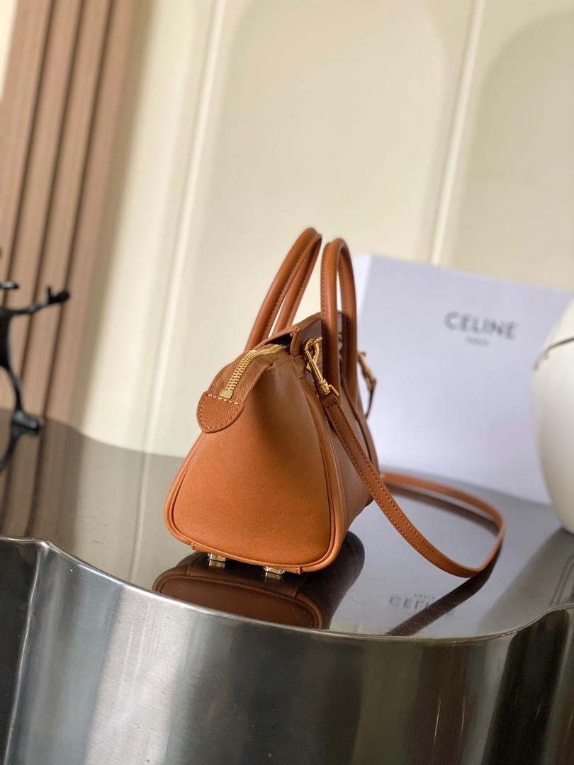 Celine 124213 SMALL NEW LUGGAGE IN SUPPLE SHINY LAMBSKIN Brown
