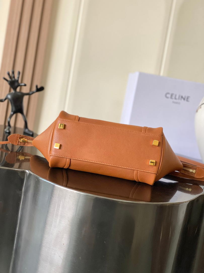 Celine 124213 SMALL NEW LUGGAGE IN SUPPLE SHINY LAMBSKIN Brown
