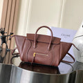 Celine 124213 SMALL NEW LUGGAGE IN SUPPLE SHINY LAMBSKIN Brown Red