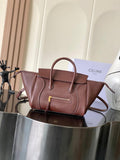 Celine 124213 SMALL NEW LUGGAGE IN SUPPLE SHINY LAMBSKIN Brown Red