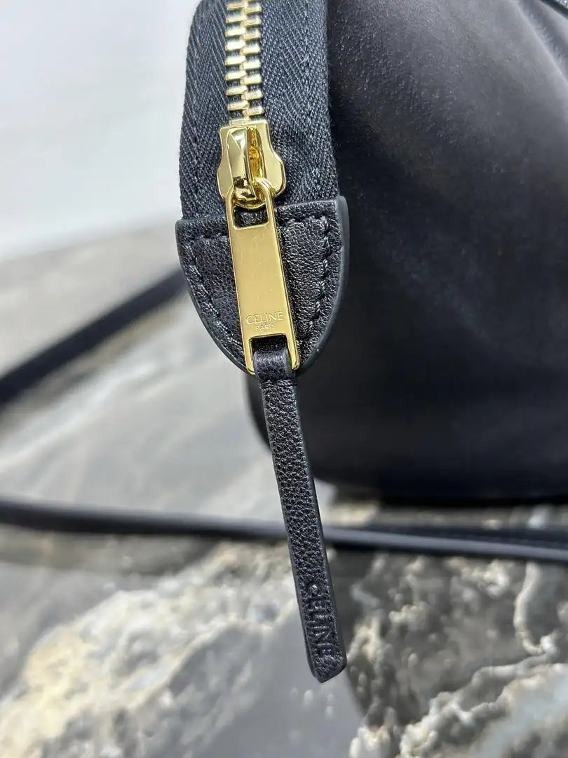 Celine 124213 SMALL NEW LUGGAGE IN SUPPLE SHINY LAMBSKIN Black