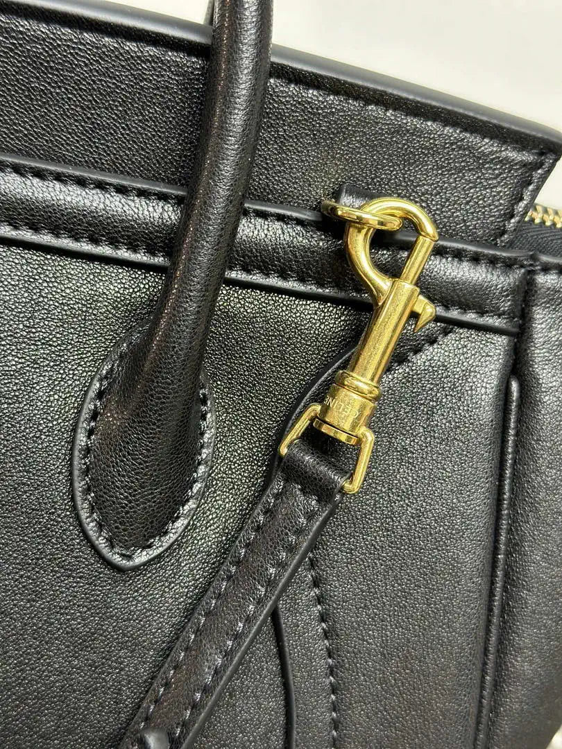 Celine 124213 SMALL NEW LUGGAGE IN SUPPLE SHINY LAMBSKIN Black