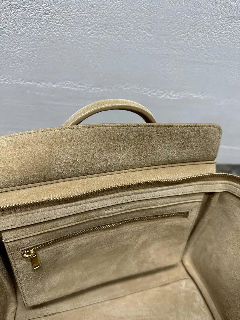 Celine 124213 SMALL NEW LUGGAGE IN SUPPLE Suede Leather Apricot