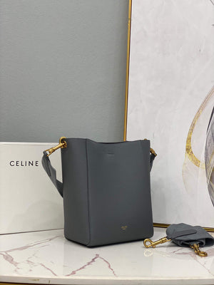 Celine 178303 Sangle Small Bucket Bag in Soft Grained Calfskin Gray - Default Title - View 2