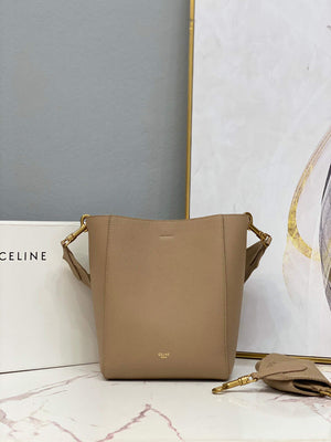 Celine 178303 Sangle Small Bucket Bag in Soft Grained Calfskin Apricot - Default Title - View 1